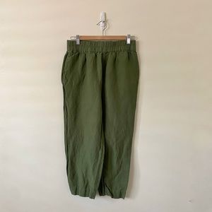 Madewell Green Linen Cropped Pants size Small